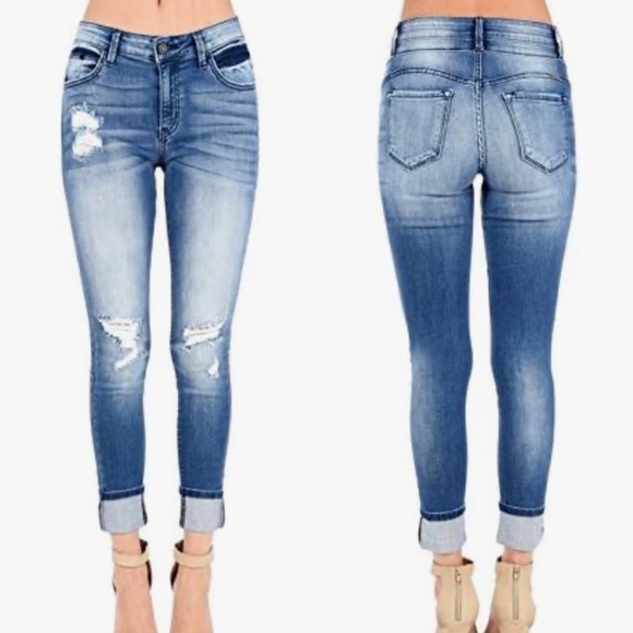 KanCan Women's Mid Rise Distressed Skinny Jeans Sz 26 - Picture 1 of 7